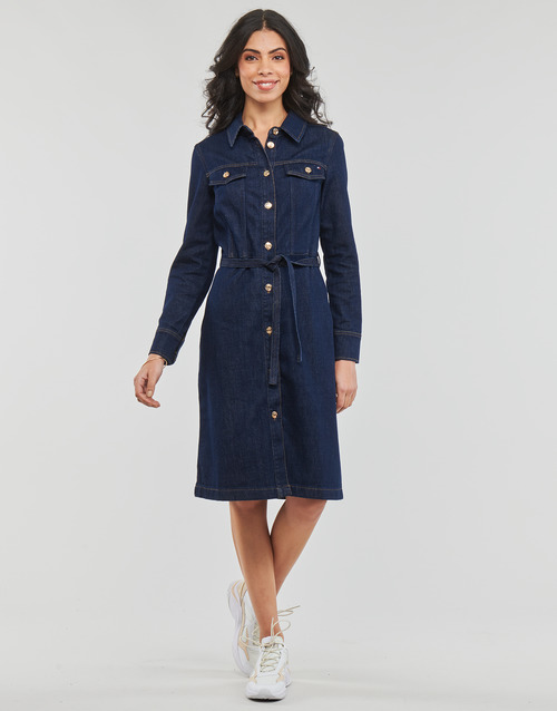 Tommy Hilfiger - DNM LS DRESS BELT KNEE VIC - Marine