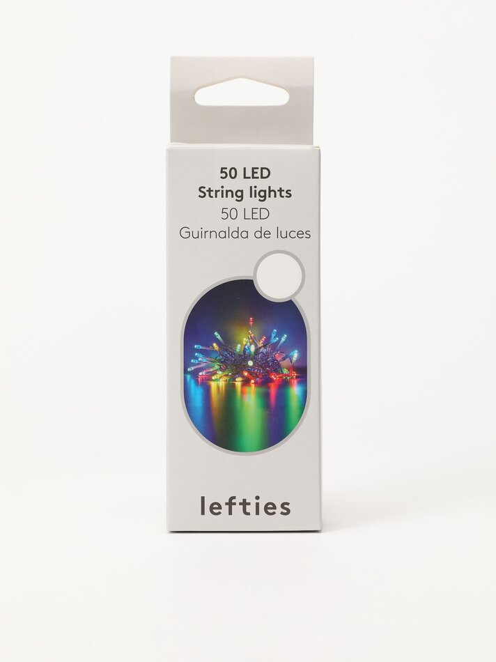 Cordão de luzes LED com 50 unidades - Diversas cores