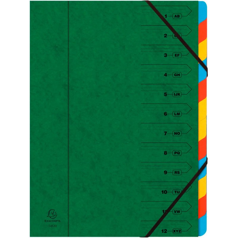 Trieur carte Exacompta 12 divisions vert