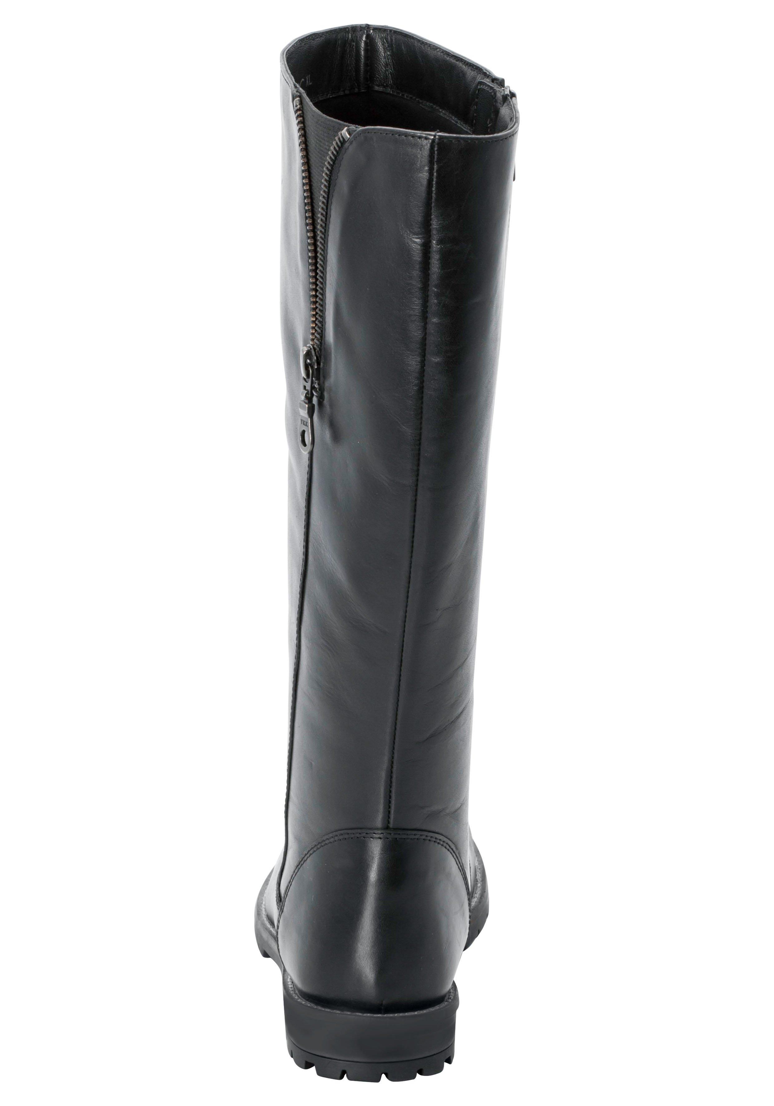 Weitschaftstiefel aus Leder mit Zierreißverschluss