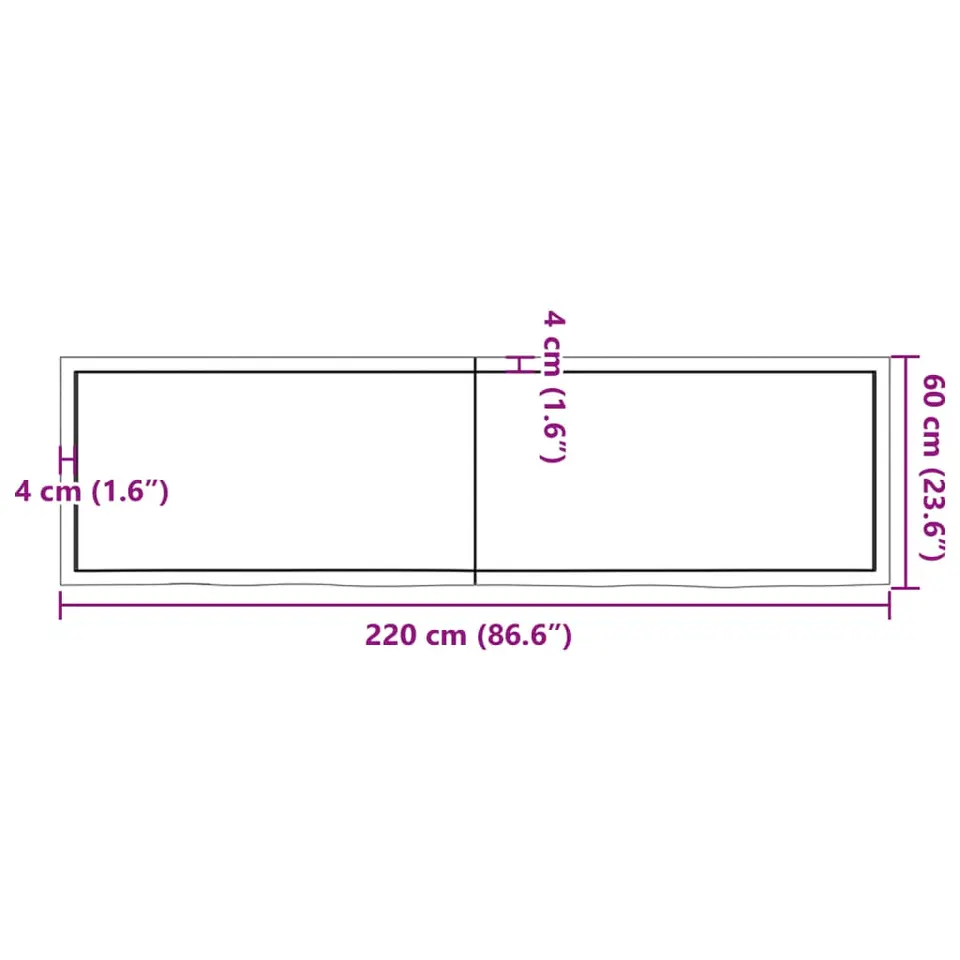 vidaXL - Tafelblad - Bruin - Hout - 220 x 60 x 4 cm