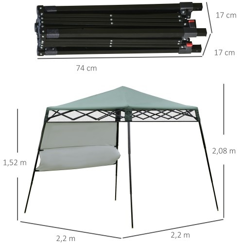 Tenda de jardim dobrável e ajustável, verde.