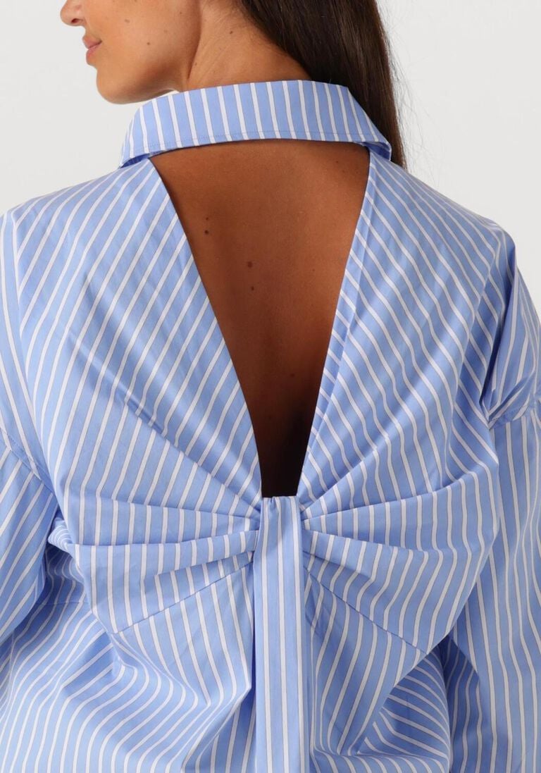 lichtblauwe haute l'amitié blouses bow candy twist stripe shirt