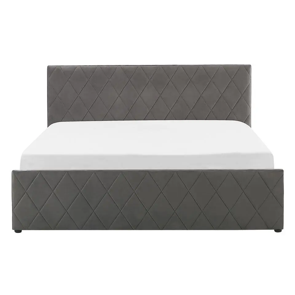 ROCHEFORT - Bed met opbergruimte - Grijs - 140 x 200 cm - Fluweel