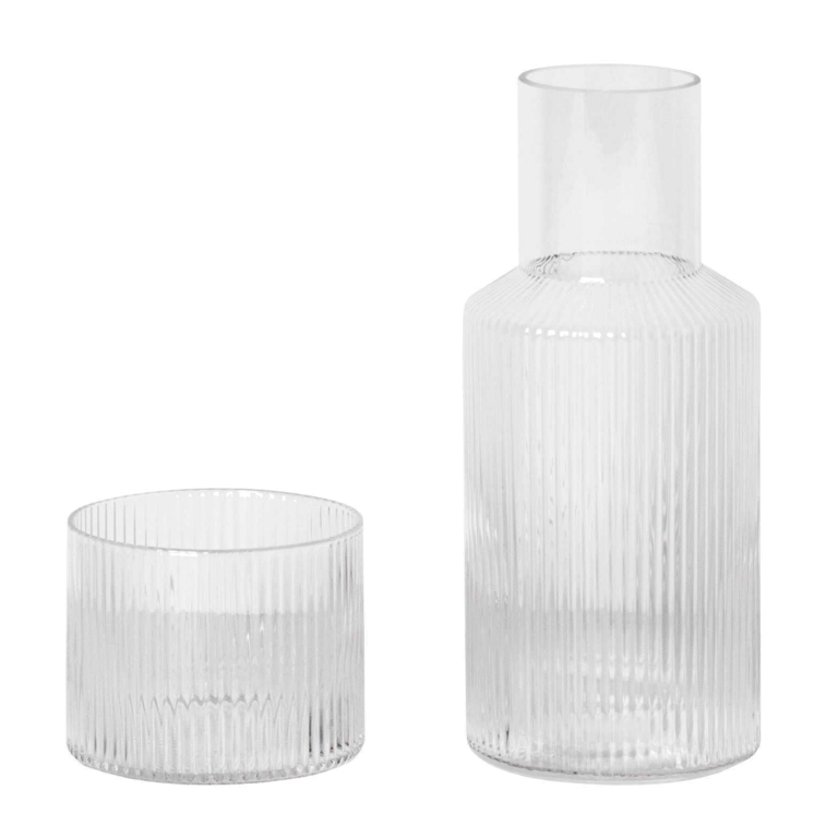 Ferm Living Ripple karaf glazen set small Clear