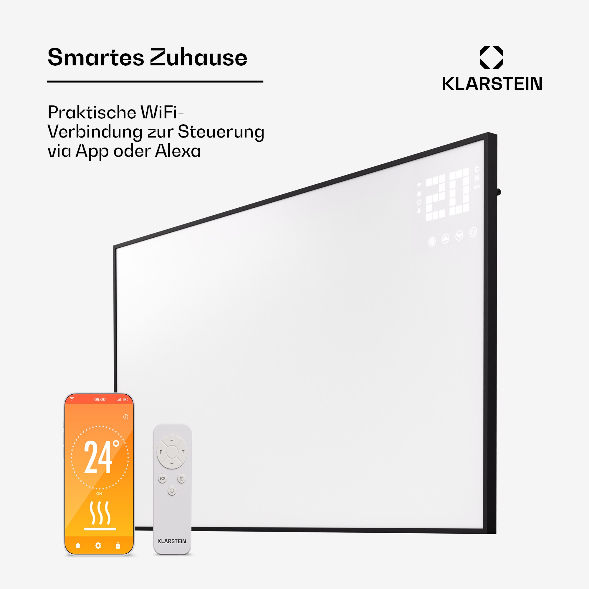Wonderwall Smart Bornholm Infrarotheizung 110x65cm App 600W 600 W Schwarz