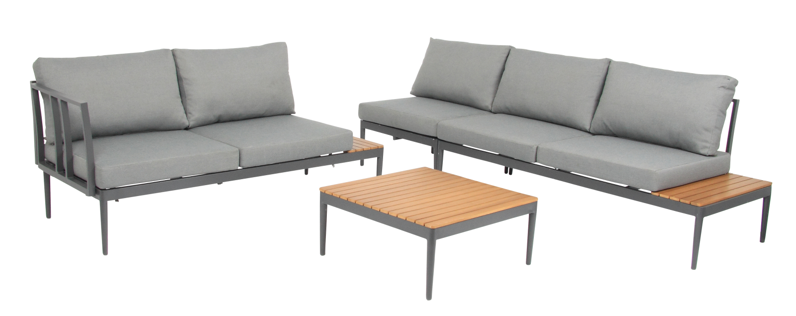 Lounge-Gartenmöbel-Set - teakfarben-grau - Akazie massiv