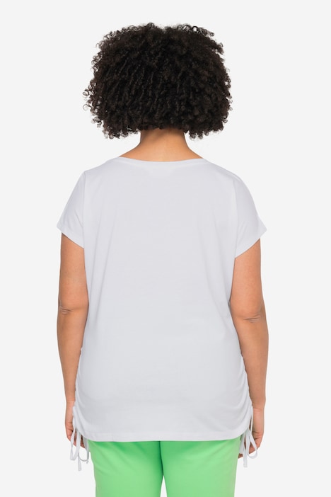T-Shirt, oversized, Rundhals, seitliche Raffungen