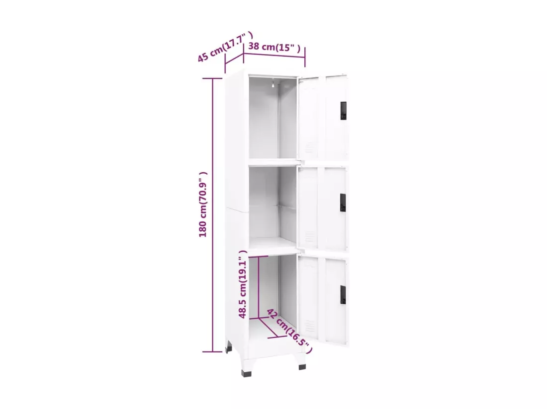 Armoire à casiers Blanc 38x45x180 cm Acier