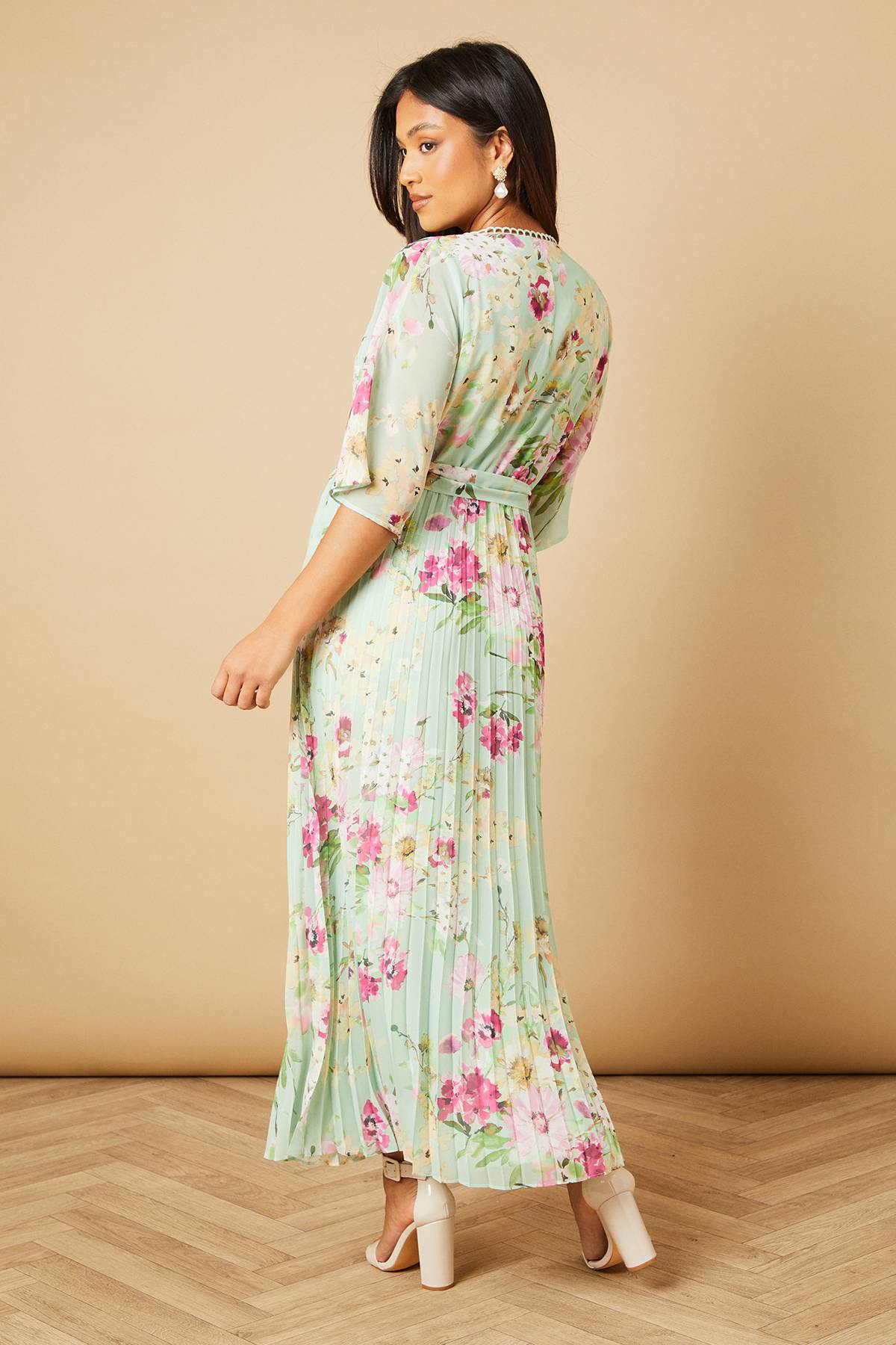 Oasis Robe Midi Plissée à Manches Kimono Petite Occasion