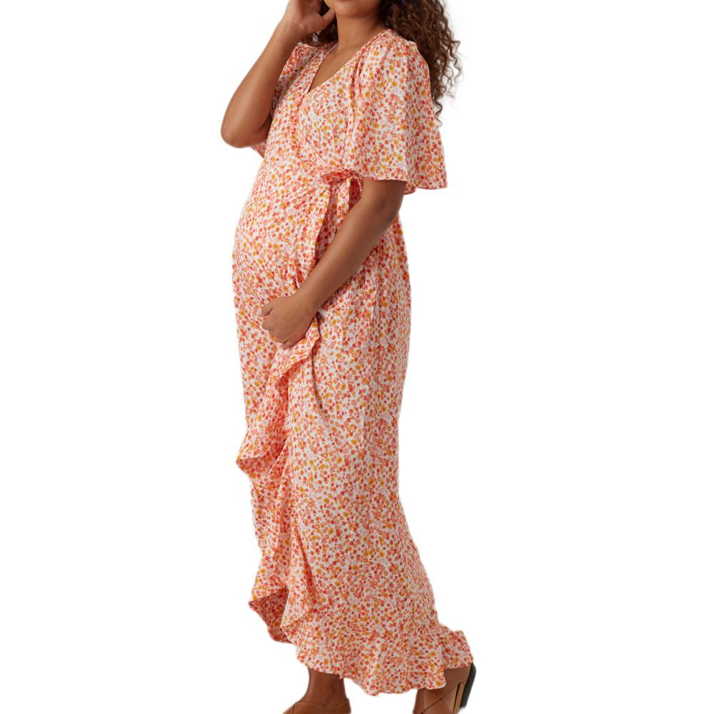 Vero Moda Maternity Robe Orange/Blanche Femme Vero Moda Maternity Henna