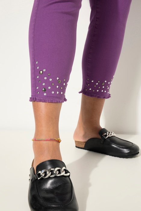 7/8-Twillhose, verzierter Fransensaum, 5-Pocket