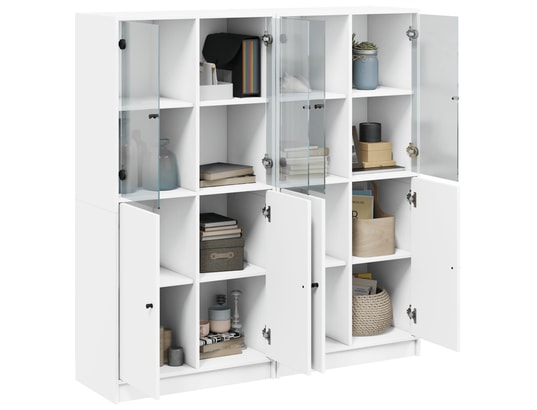 VIDAXL - Bibliothèque avec portes blanc 136x37x142 cm bois d'ingénier...