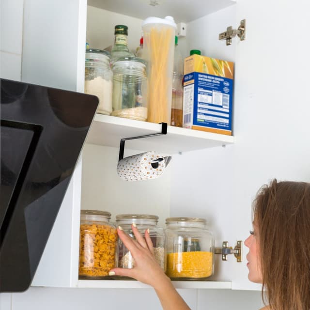 2x Holder til papirrulle Køkkenrulleholder (sort)