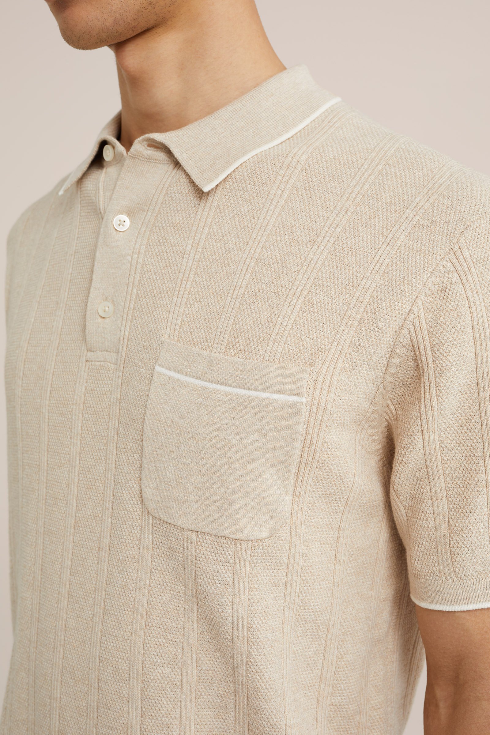 polo met structuur WE Fashion Beige