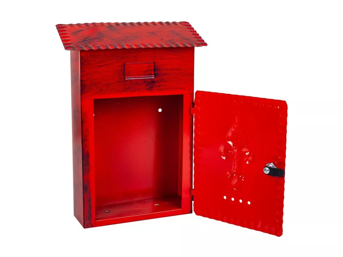 Boîte aux lettres en métal rouge 27x11x37h