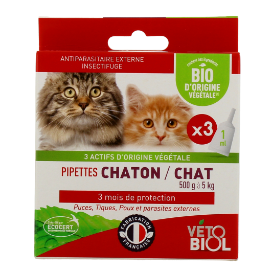 Vétobiol Antiparasitaire Pipettes Chaton / Chat