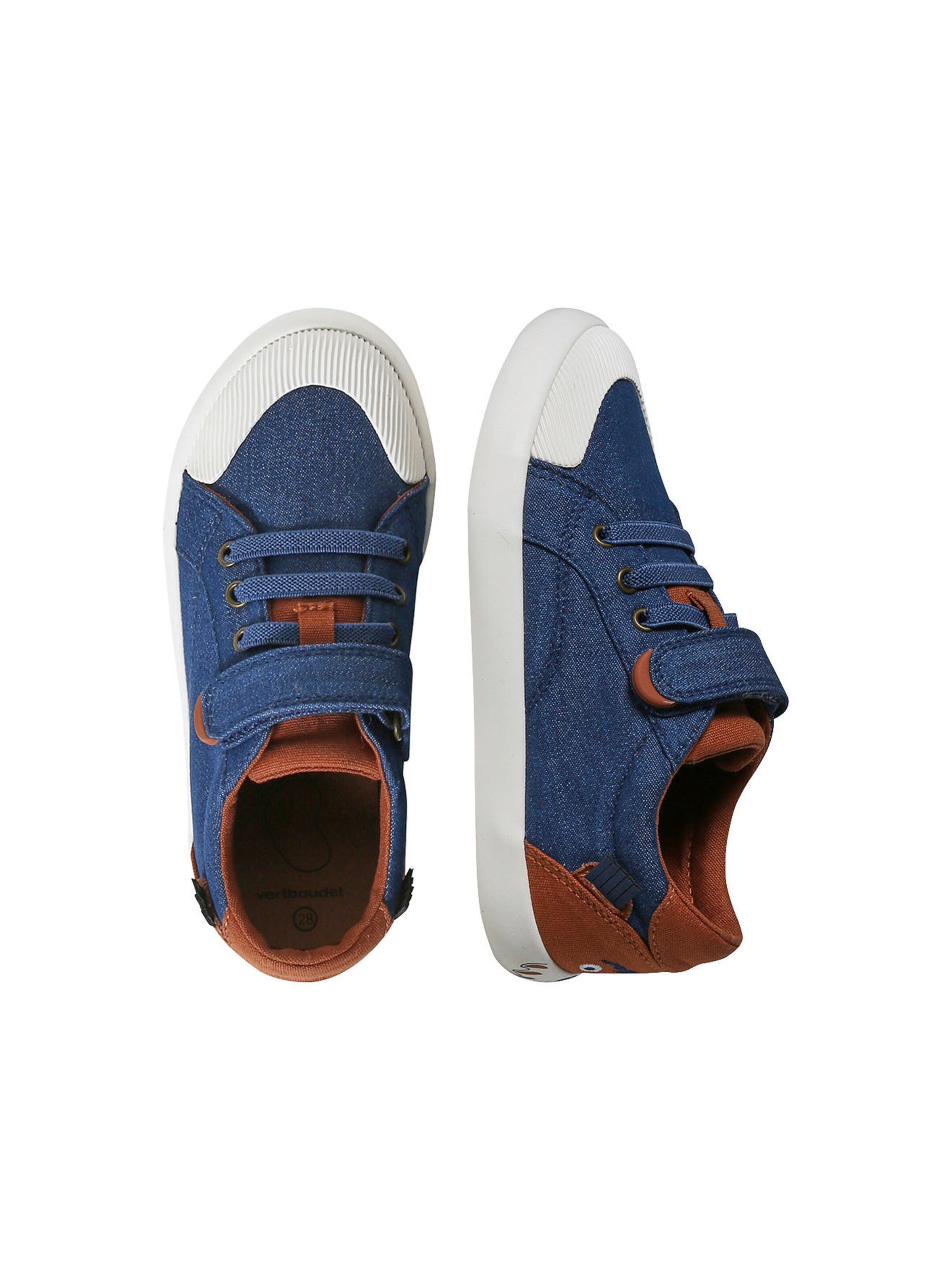 Vertbaudet Kinder Stoff-Sneakers mit Anziehtrick jeansblau