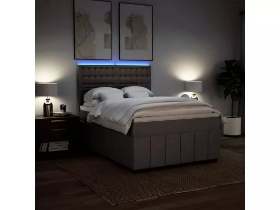 Sommier à lattes de lit avec matelas Taupe 140x190 cm Tissu