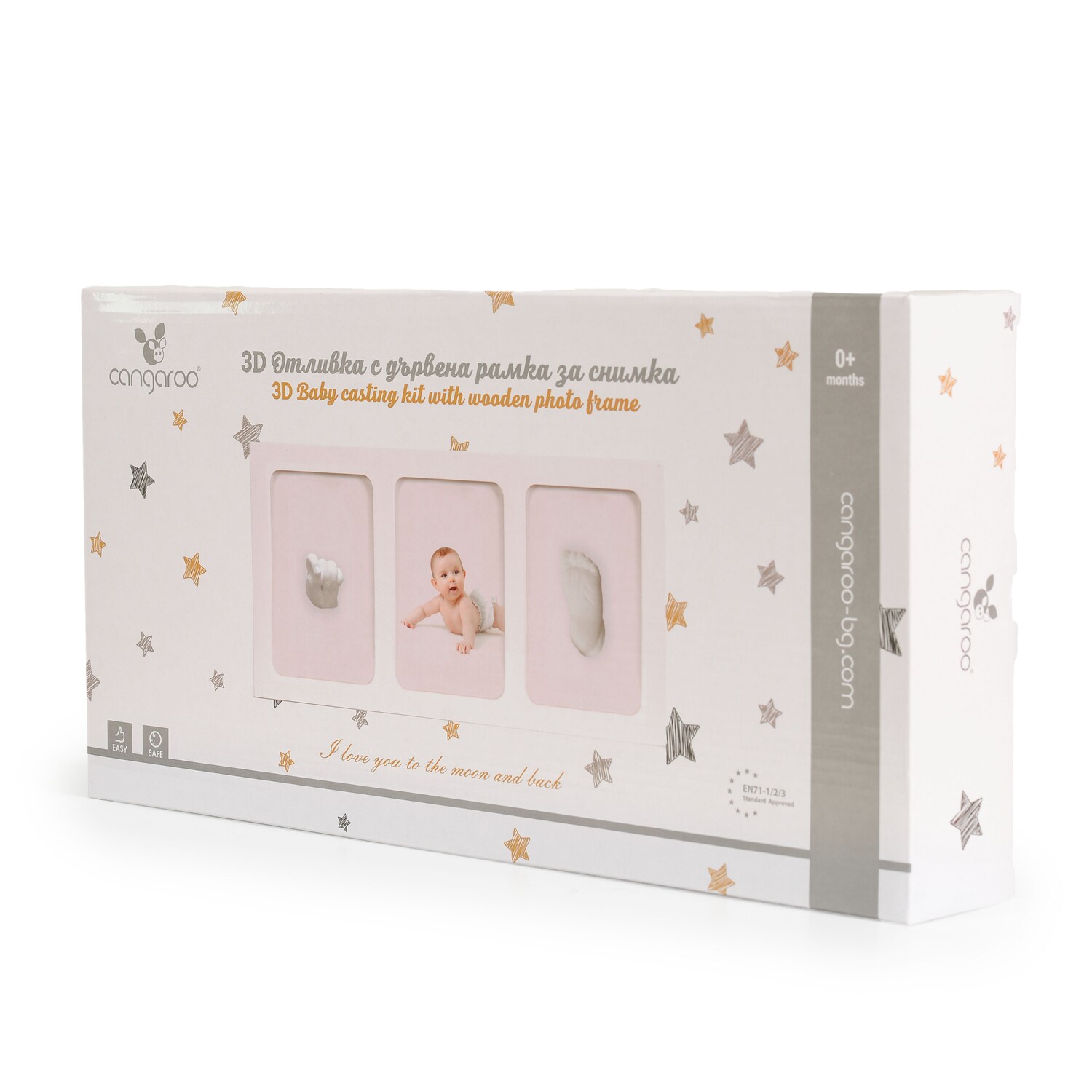 Cangaroo Baby Gipsabdruck 3D Hand- und Fußabdruckset, Fotorahmen aus Holz weiß