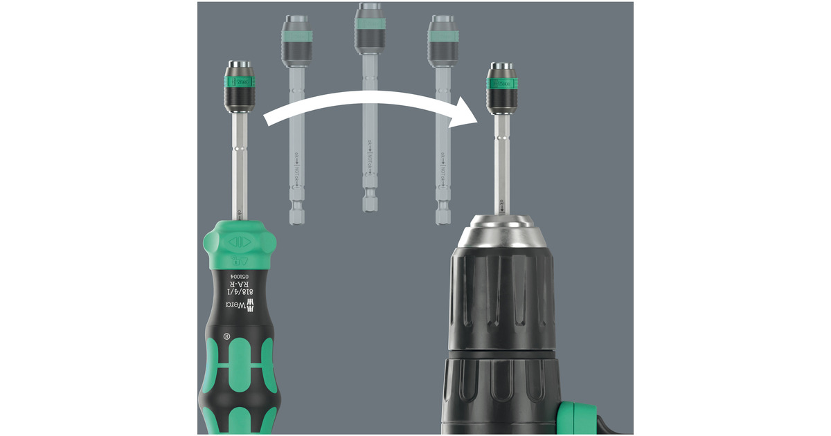WeraKraftform Kompakt 26 RA-R met etui, 6‑delig bitset  (Zwart/groen)