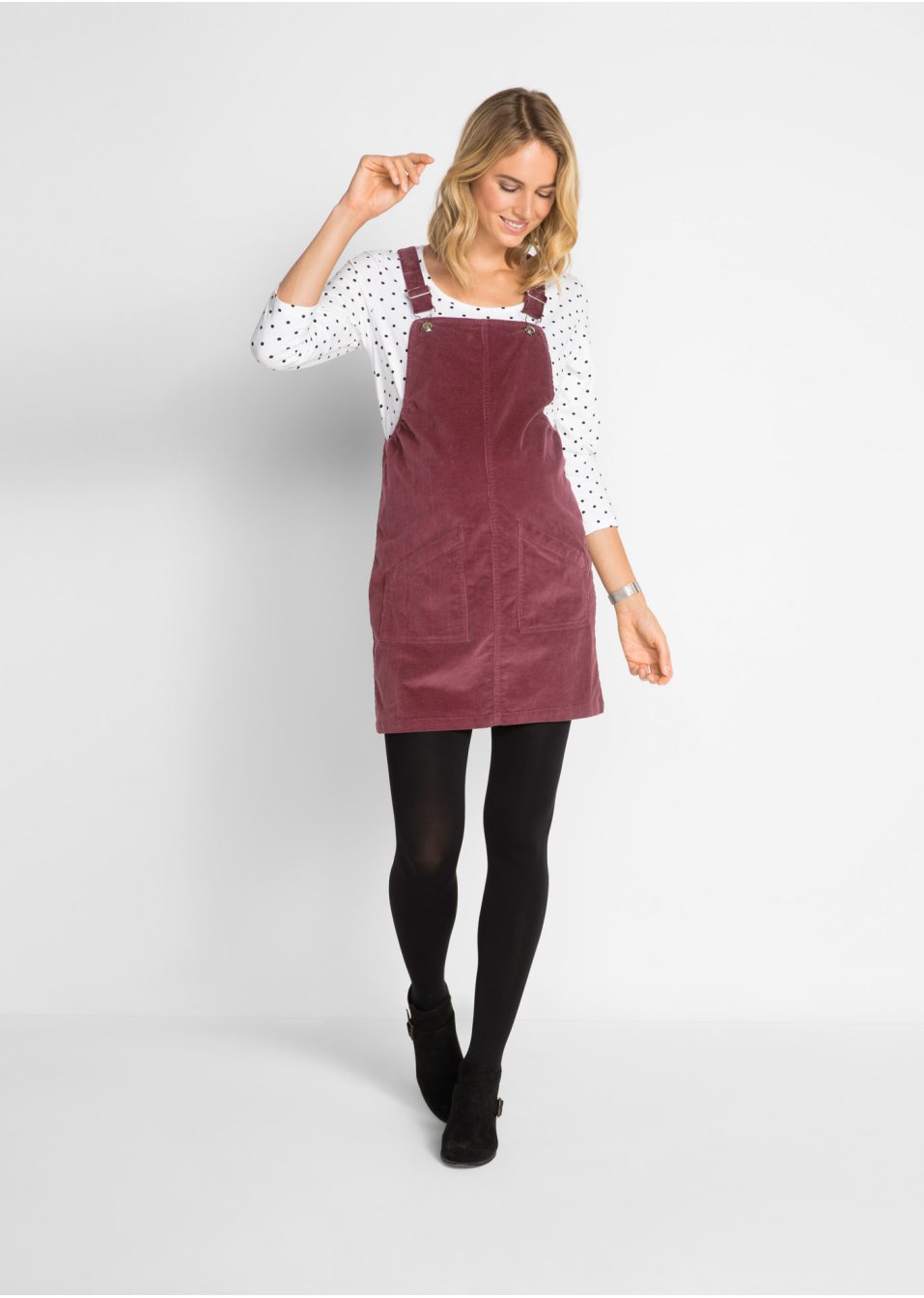 Robe-salopette de grossesse en velours côtelé