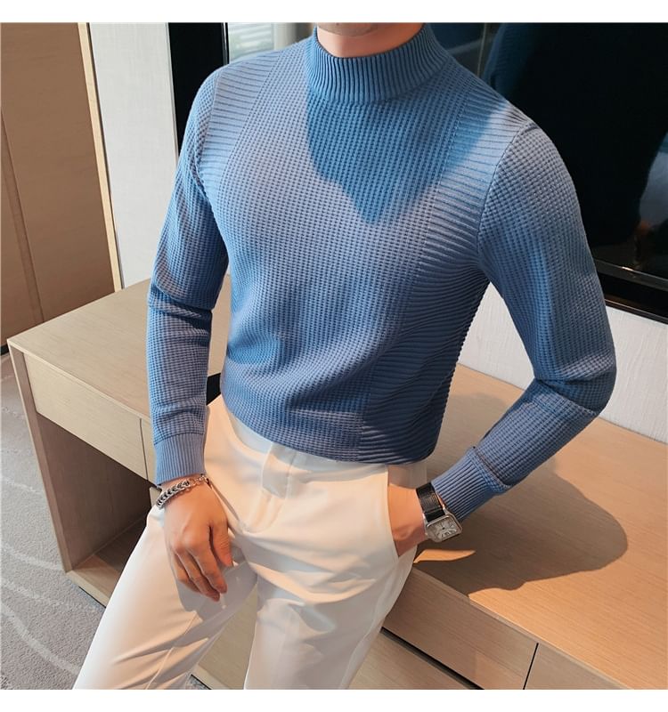 Nightbell - Effen gebreide top met lange mouwen en mockneck