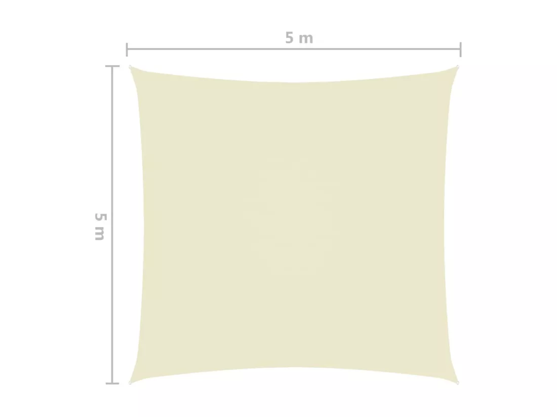 Voile de parasol tissu oxford carré 5x5 m crème