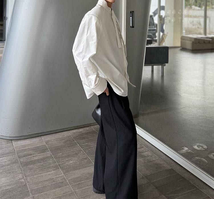 Omozando - Oversized overhemd met lange mouwen en opstaande kraag