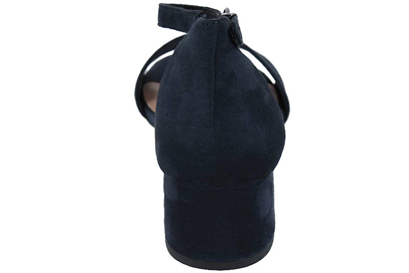 TAMARIS SANDAL I NAVYBLÅT TEKSTIL PÅ HÆL