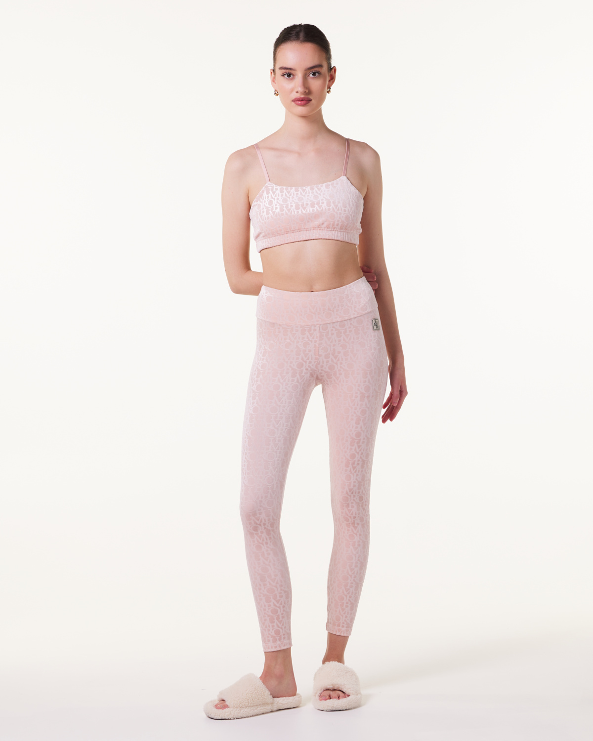 Bumpro Logomania Velour Tights Pink Evening