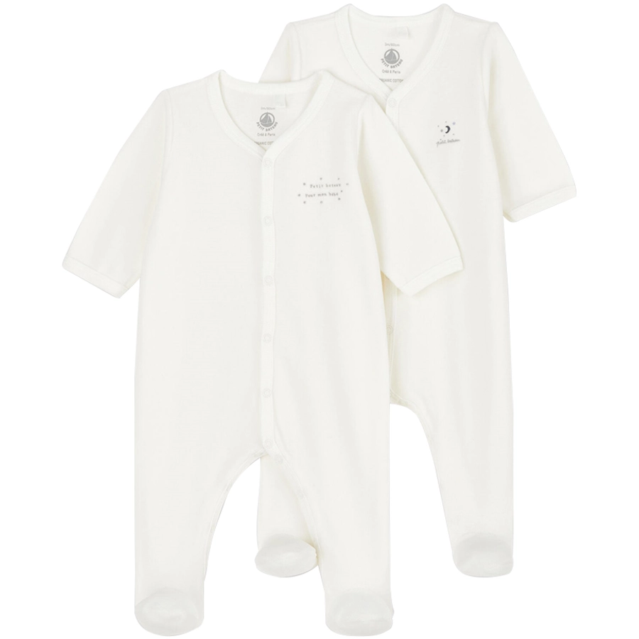 Petit Bateau Schlafoverall 2er Pack weiß