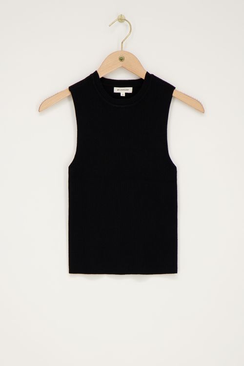 Zwarte tanktop met rib structuur