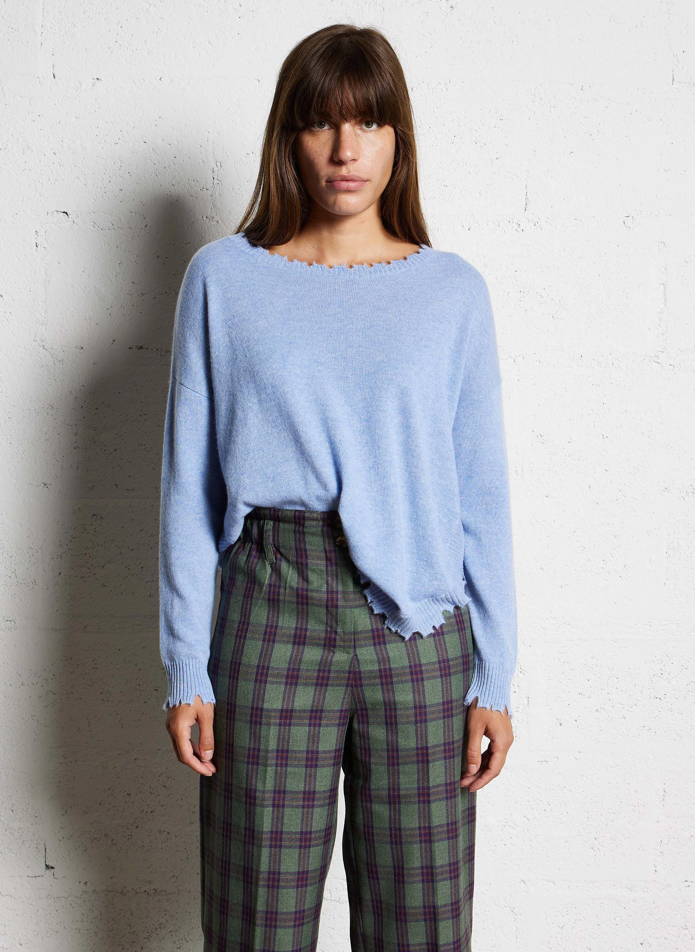MELA - Pull oversize en cachemire maillé | Bleu