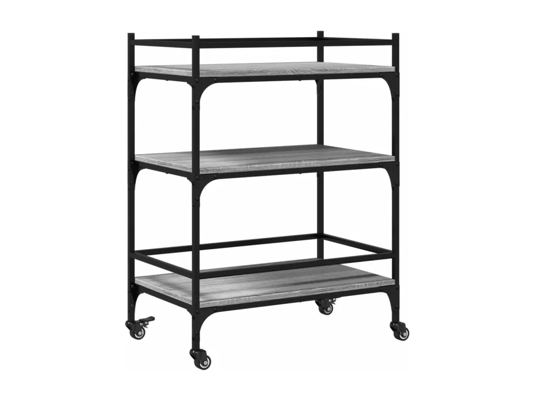 Chariot de cuisine sonoma gris 65x40x86,5 cm bois d'ingénierie