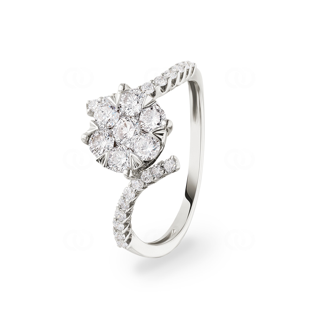 0.75 Karat Diamanten Verlobungsring 750/18 K Weissgold