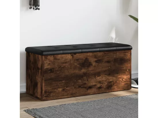 Banc de rangement chêne fumé 102x42x45 cm bois d'ingénierie