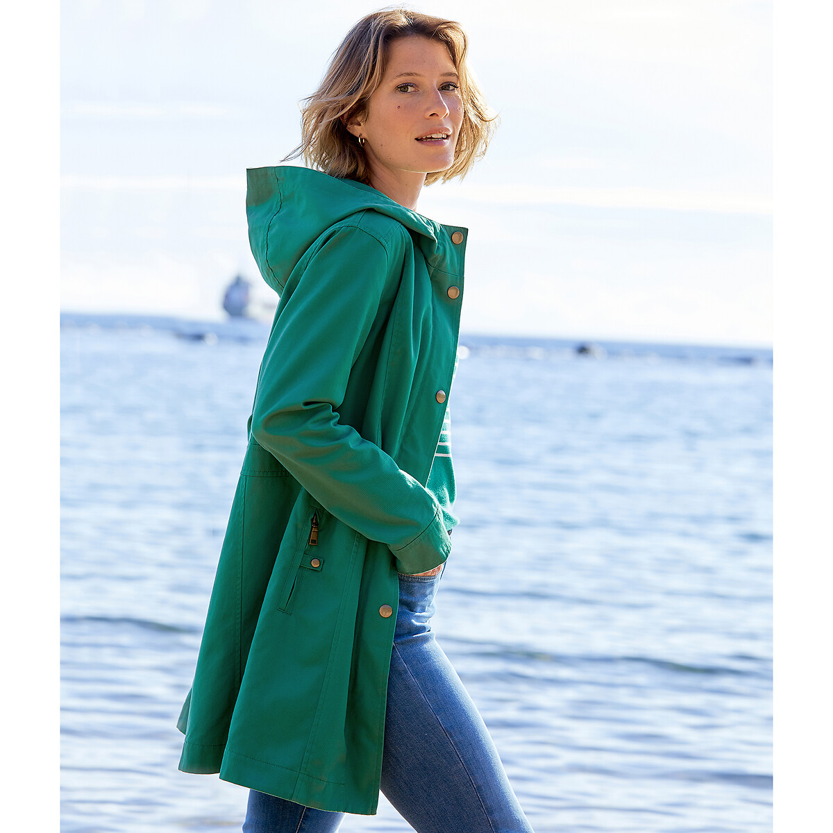 ANNE WEYBURN<br>Parka de comprimento médio com capuz fixo, para meia-estação