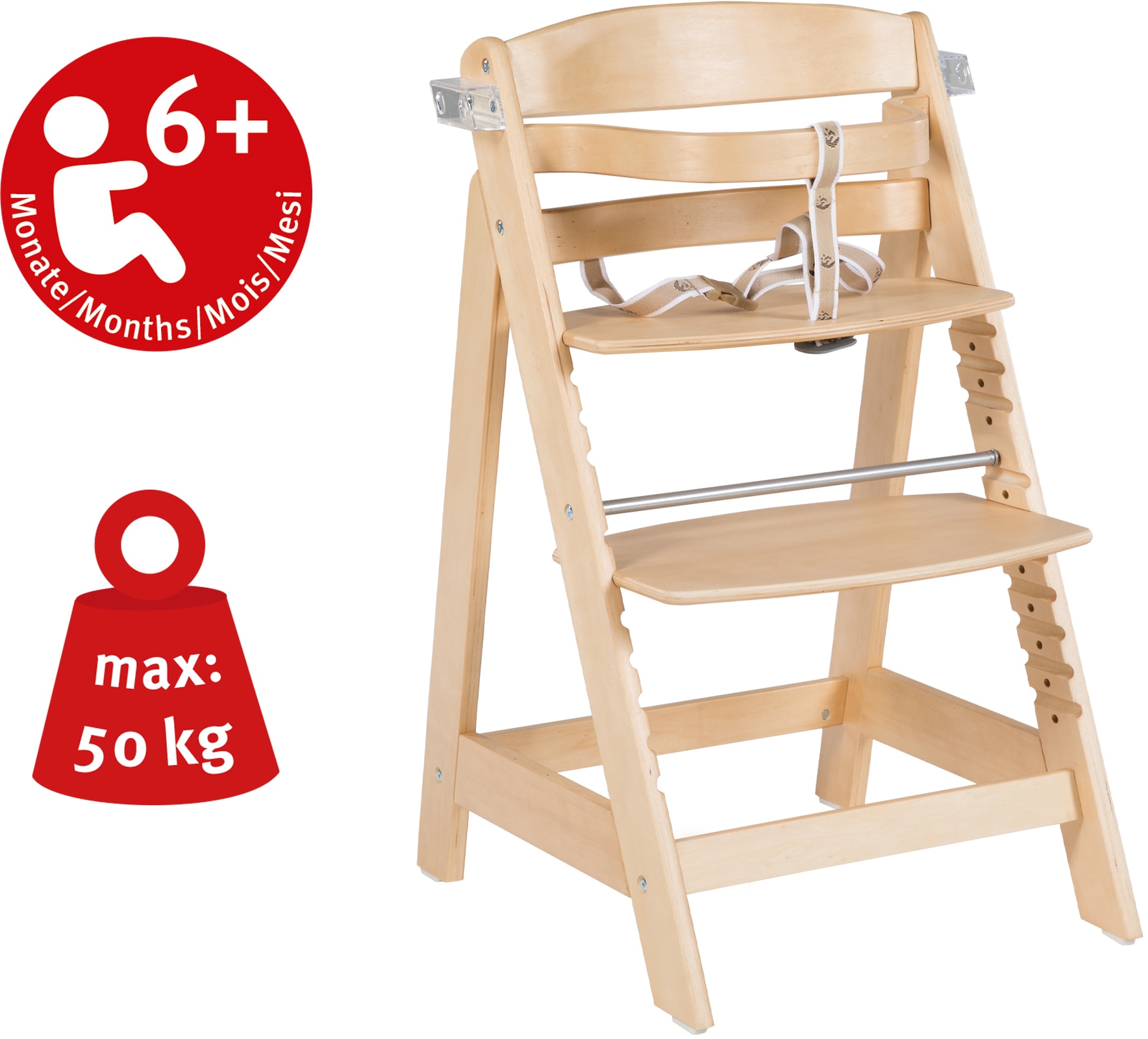 roba® Hochstuhl »Treppenhochstuhl Sit Up Click & Fun, natur« () aus Holz