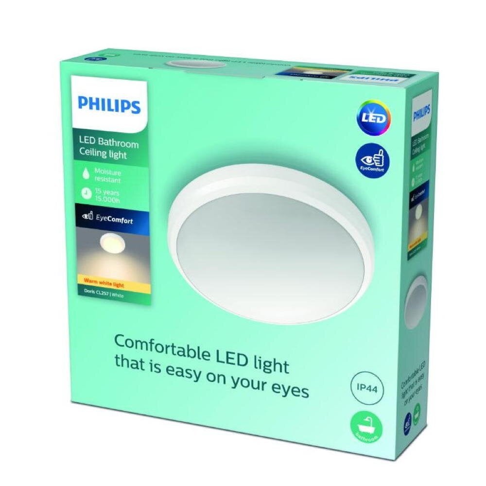 Philips LED plafondlamp Doris in wit 6W 600lm 2700K IP44
