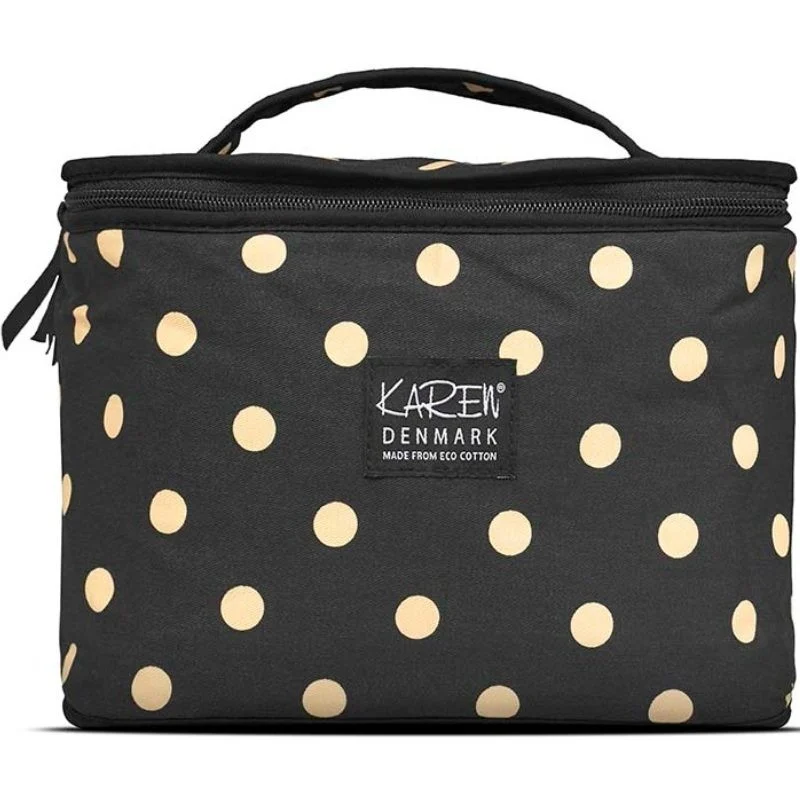 Karen Denmark - Beauty Box ECO Cotton - Black With Beige Dots - Toilettaske