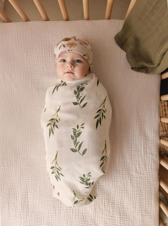 (120x120cm) Baumwoll Baby Pucktuch Mullwindel Musselin Wickeltuch Neugeborenen Swaddle Decke im Eisbär Design - Blau / Weiss