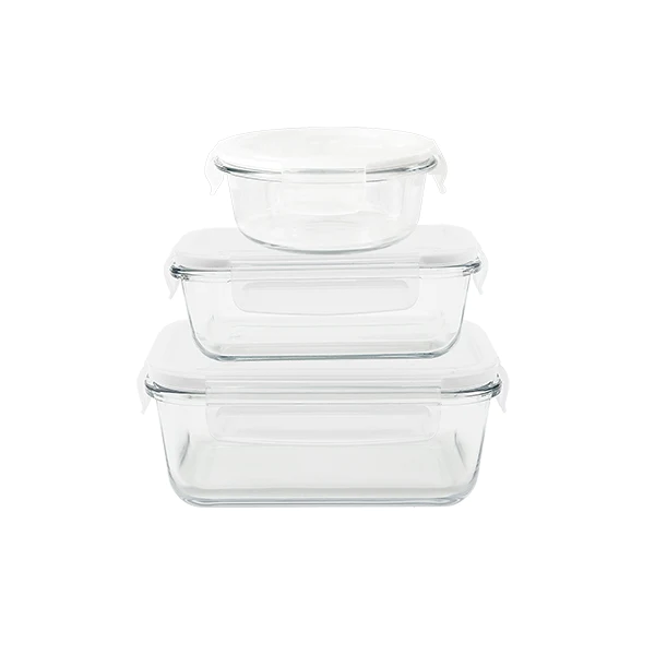 Set de 3 boîtes de conservation en verre 620 - 650 - 800 ml Pebbly