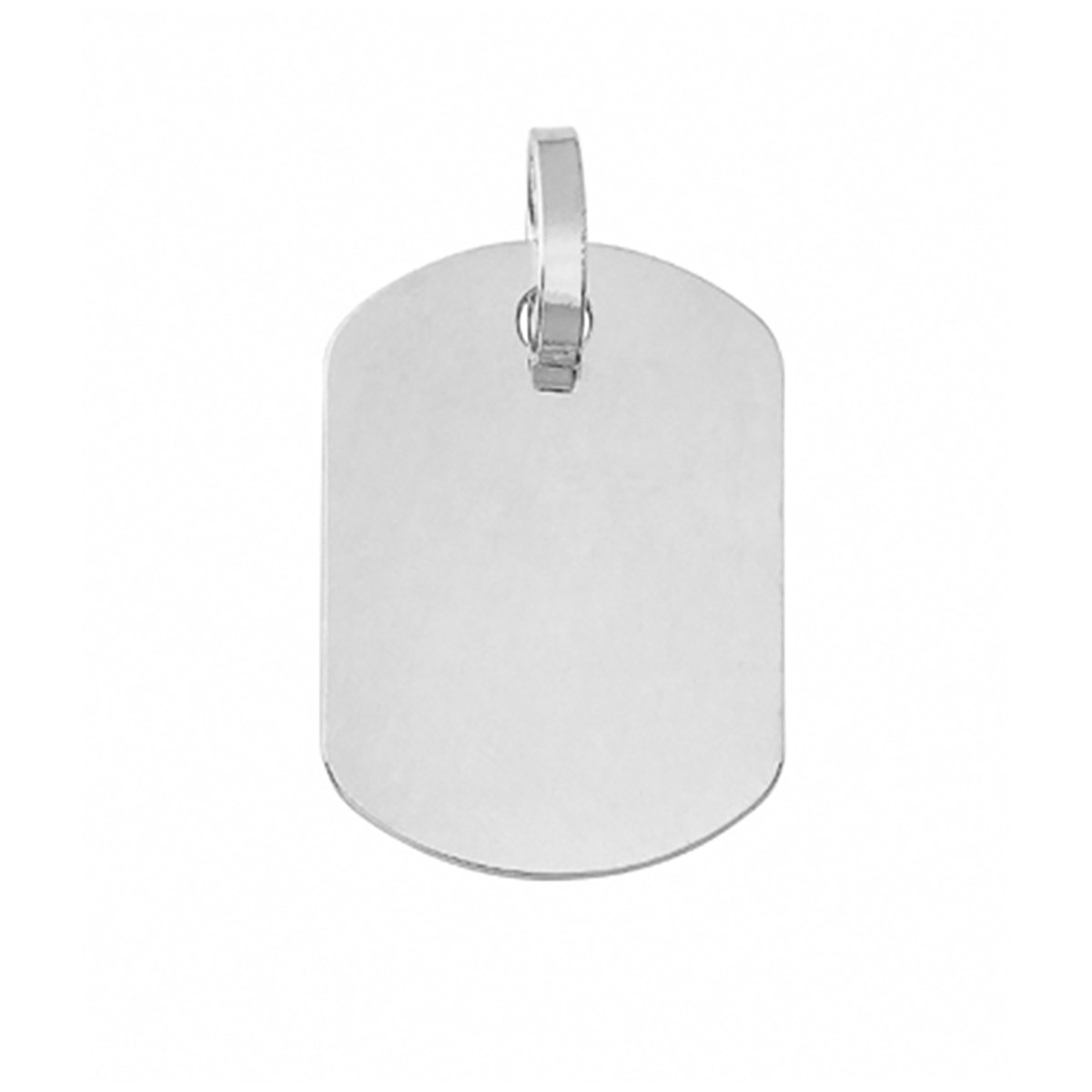 Pendentif plaque GI bords arrondis or blanc 9 carats