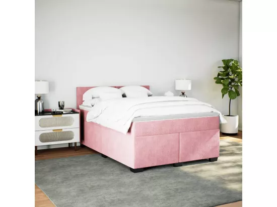 Sommier à lattes de lit avec matelas Rose 160x200 cm Velours