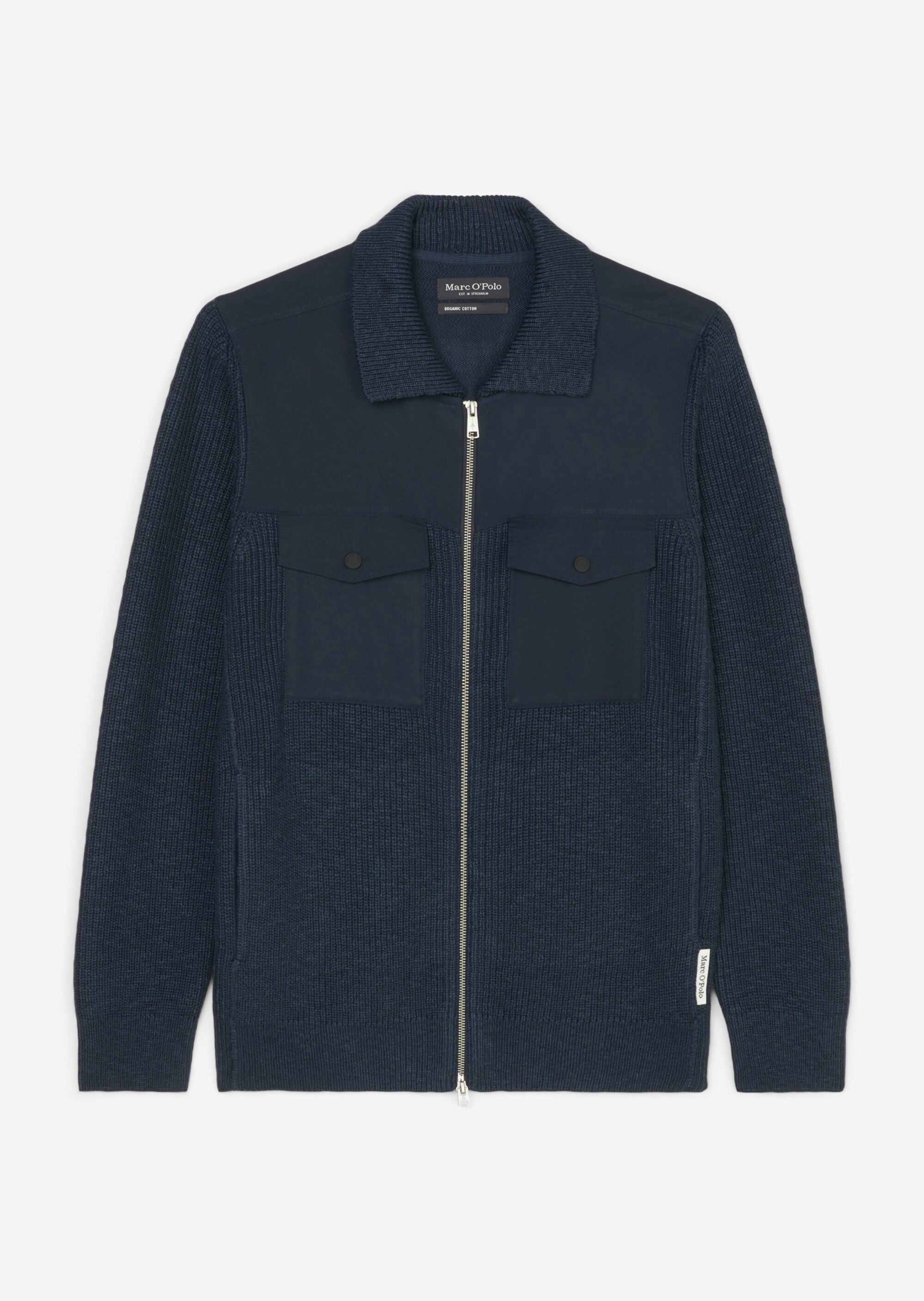 Hybrid-Strickjacke regular mit gestrickten und gewebten Partien
