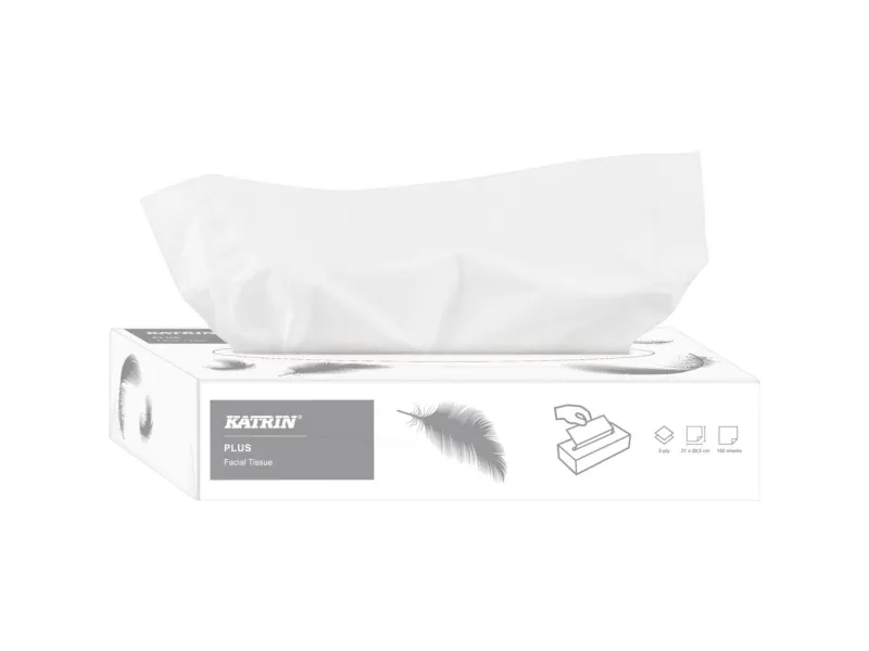 Katrin facial tissues, 2-laags, doos van 100 vellen, Hvid, Papir, Monokromatisk, 205 mm, 210 mm, 227 mm