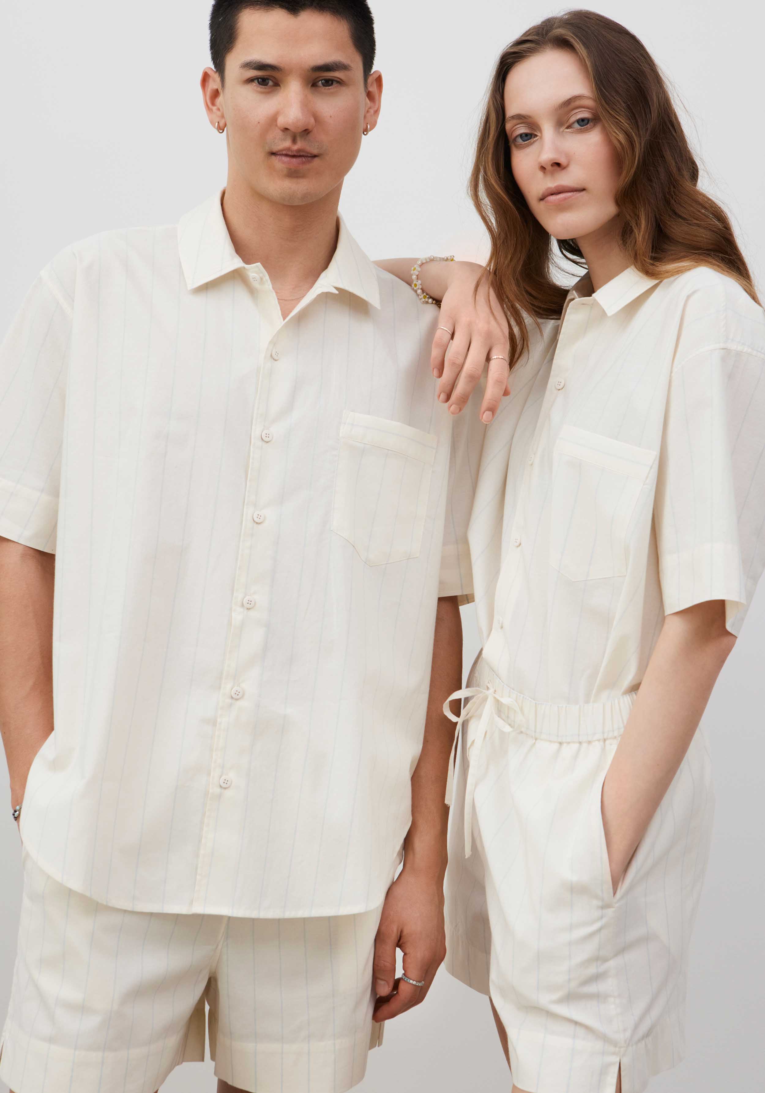 Lavie Kurzarmhemd John Striped Undyed/Sky