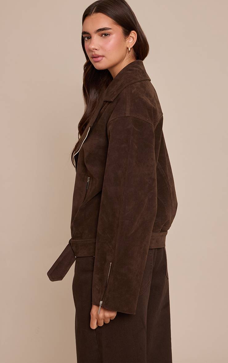 Dark Chocolate Veste De Motard Oversize En Synthétique
