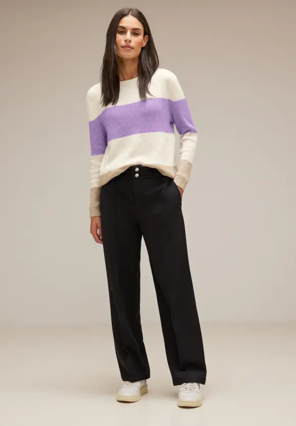Blockstreifen Pullover - soft pure lilac melange